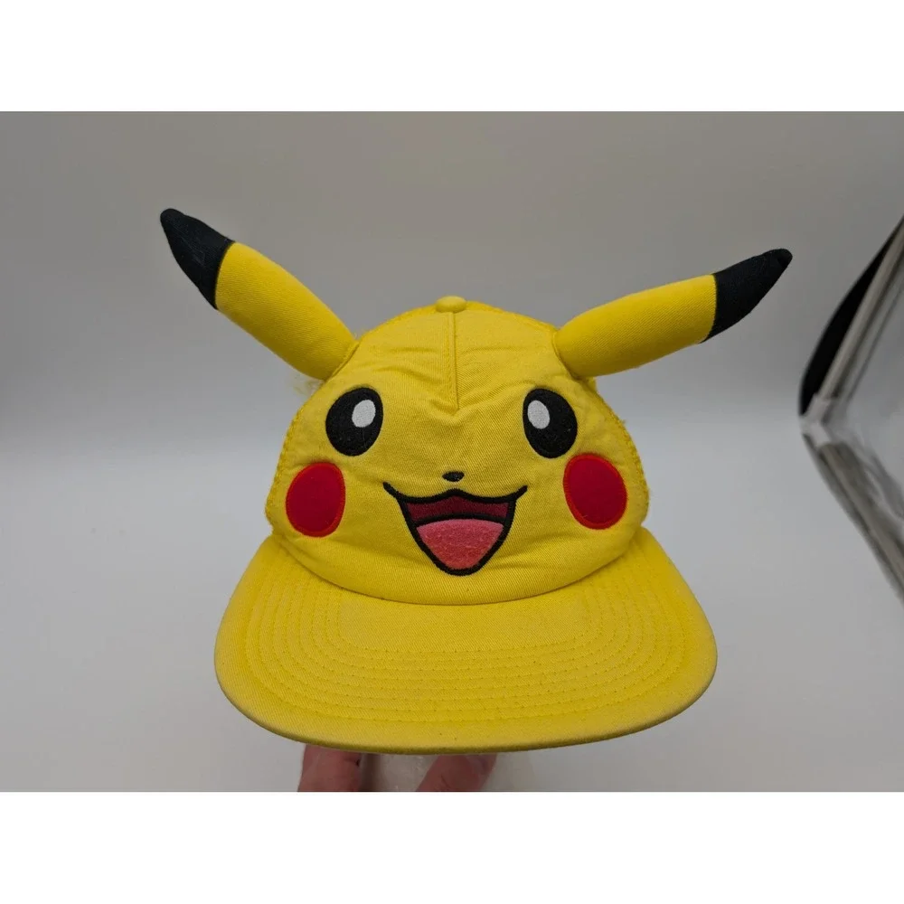 Pokemon Pikachu Trucker Hat Yellow Snapback 3D Ears Mesh Cap Youth OSFM